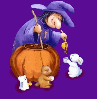 Czarownica mieszająca w kotle w Halloween